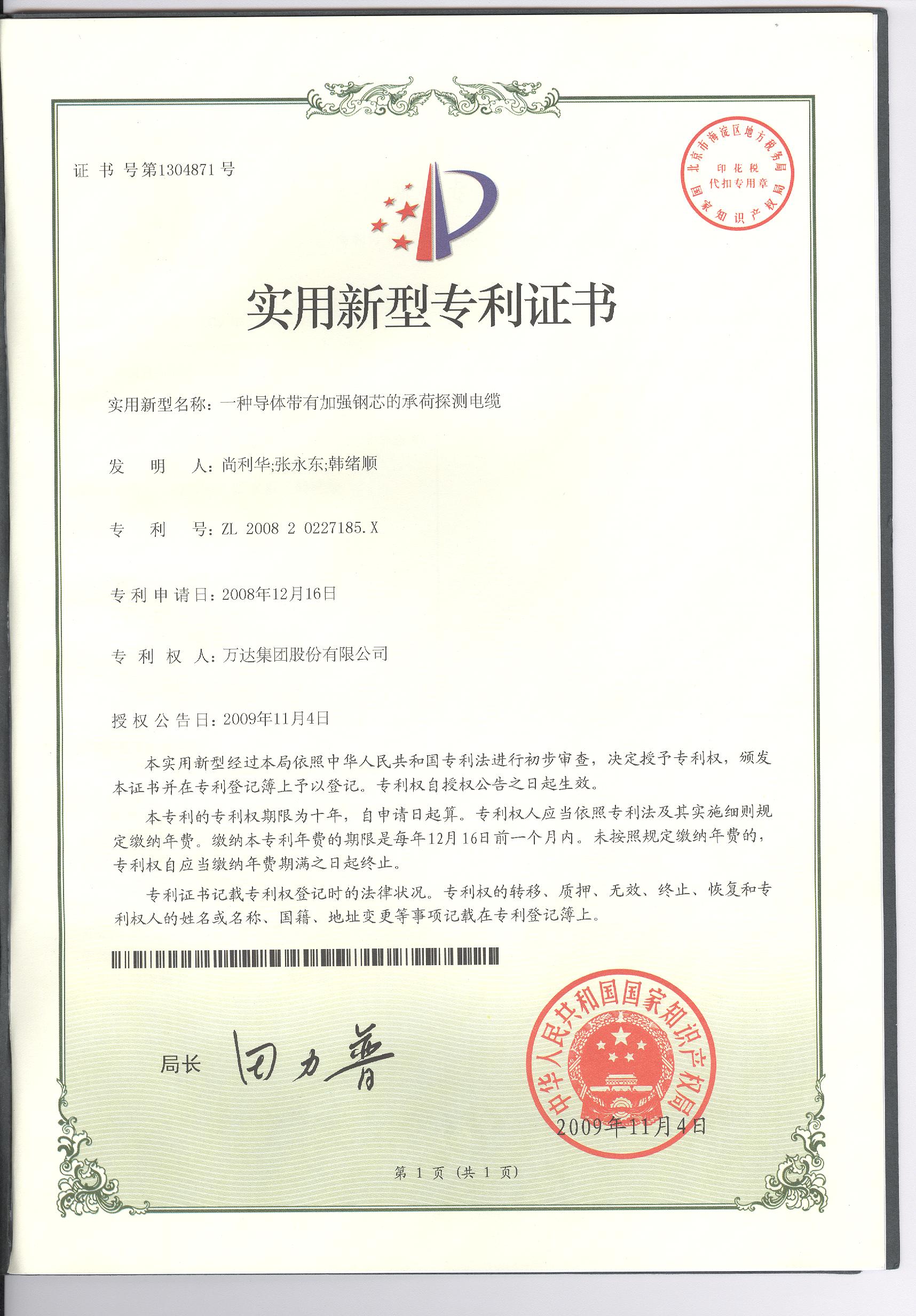 一種導體帶有加強鋼芯的承荷探測電纜 